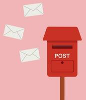 Vektor rot Briefkasten mit Briefe fliegend aus von Es, Vektor Illustration