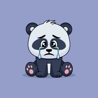 Emoticon von süß Panda traurig und Weinen mit Tränen Vektor Karikatur Illustration