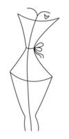 förenklad kvinna figur, piktogram av kvinna kropp, svart linje illustration vektor