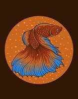 illustration vintage vacker betta fisk vektor