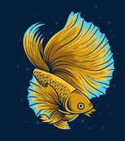 illustration vintage vacker betta fisk vektor