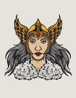 illustration valkyrie gudinna huvudet på vit bakgrund vektor