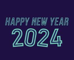 glücklich Neu Jahr 2024 abstrakt cyan Grafik Design Vektor Logo Symbol Illustration mit Blau Hintergrund