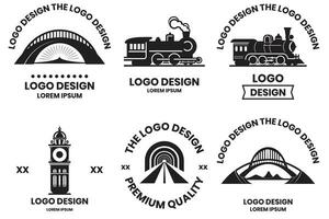 Zug Logo und Zug Reise im Jahrgang Stil vektor