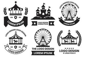 karneval och festival logotyper i årgång stil vektor