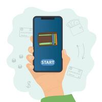 digital plånbok app på mobil telefon begrepp vektor