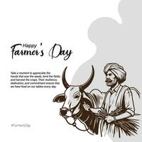 social media posta av jordbrukare dag, silhuett av jordbrukare vektor
