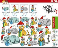 Zählen Aktivität mit Karikatur Katzen auf Weihnachten Zeit vektor