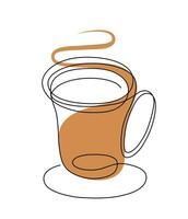 Vektor Illustration von ein Tasse von Tee und Kaffee auf ein dämpfen Untertasse.