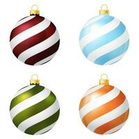 uppsättning av röd, blå, grön och orange jul träd leksak eller boll vektor