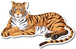 eine Aufklebervorlage der Tiger-Cartoon-Figur vektor