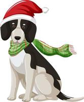 beagle hund bär jul hatt seriefigur vektor