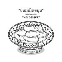 thailändische Desserts - Med Kanoon in einer thailändischen Keramik serviert. vektor