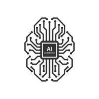 hjärna krets styrelse logotyp, artificiell intelligens teknologi chip design begrepp vektor