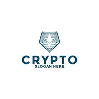digital crypto valuta logotyp med blockchain teknologi. finansiell teknologi eller fintech logotyp mall vektor