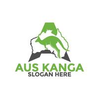 Initiale Brief ein mit Känguru und Australien Karte Logo Vektor Vorlage, kreativ Initiale Brief Logo