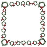 jul krans tillverkad av tall grenar dekorerad med röd band. fyrkant ram. tömma Plats. vektor