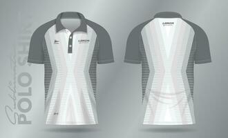 vit abstrakt polo skjorta attrapp mall design för sport enhetlig i främre se och tillbaka se vektor