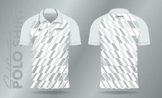 Weiß abstrakt Polo Hemd Attrappe, Lehrmodell, Simulation Vorlage Design zum Sport Uniform im Vorderseite Aussicht und zurück Aussicht vektor
