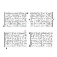 en uppsättning rektangulära labyrinter. spel för barn. pussel för barn. labyrint gåta. platt vektor illustration isolerad på vit bakgrund.