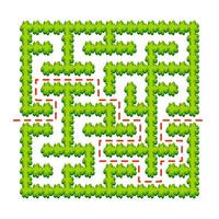 abstrakt fyrkantig labyrint - grön trädgård. spel för barn. pussel för barn. en ingång, en utgång. labyrintkonst. vektor illustration. med svar.