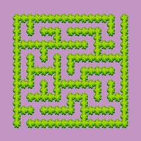 abstraktes quadratisches Labyrinth - grüner Garten, Sträucher. Spiel für Kinder. Puzzle für Kinder. ein Eingang, ein Ausgang. Labyrinth Rätsel. Vektor-Illustration. vektor