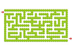 Farbe rechteckiges Labyrinth. grüner Garten im Cartoon-Stil. Spiel für Kinder. Puzzle für Kinder. Labyrinth Rätsel. flache Vektorillustration lokalisiert auf weißem Hintergrund. vektor