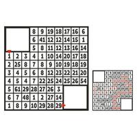 mathematisches quadratisches Labyrinth. Spiel für Kinder. Puzzle für Kinder. das Studium der Zahlen. Labyrinth Rätsel. flache Vektorillustration lokalisiert auf weißem Hintergrund. mit Antwort. mit Platz für Ihr Bild. vektor