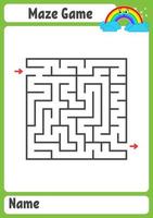 abstraktes quadratisches Labyrinth. Arbeitsblätter für Kinder. Aktivitätsseite. Spielpuzzle für Kinder. süßer Cartoon-Regenbogen. Labyrinth Rätsel. Vektor-Illustration. vektor