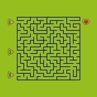 abstraktes quadratisches Labyrinth. Spiel für Kinder. Puzzle für Kinder. den richtigen Weg zum Herzen finden. Labyrinth Rätsel. flache Vektorillustration lokalisiert auf weißem Hintergrund. vektor