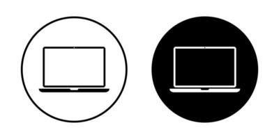 bärbar dator dator ikon på cirkel bakgrund. anteckningsbok symbol vektor