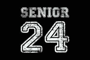 senior 2024 rolig årgång senior 24 gradering klass av 2024 t-shirt design vektor