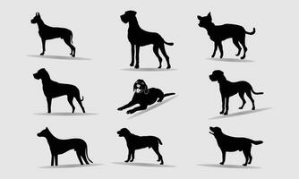 Hund Silhouette und Haustier Gliederung einstellen auf Weiß Hintergrund Vektor
