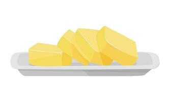 Vektor Butter auf Weiß Teller isoliert auf Weiß Hintergrund