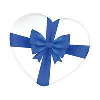 Vektor Herz geformt Geschenk Box und Blau Satin- Band isoliert auf Weiß Hintergrund