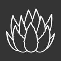 Kaktussprossen Kreide weißes Symbol auf schwarzem Hintergrund vektor