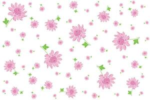 illustration mönster av rosa blomma med löv på vit bakgrund. vektor