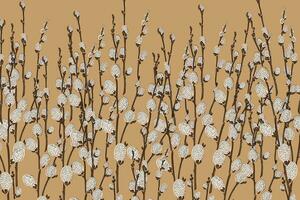 Illustration, abstrakt von Muschi Weide Blume auf braun Hintergrund. vektor