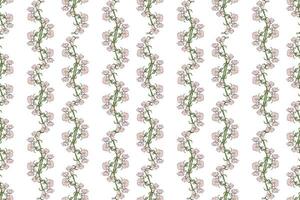 Illustration Muster von das Rosa Blume mit Blätter auf Weiß Hintergrund. vektor