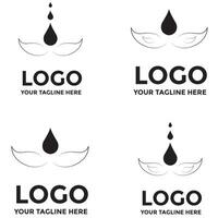 uppsättning av 4 ny mönster av blomma logotyper med vatten droppar vektor