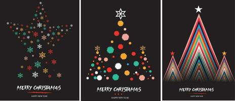 uppsättning av glad jul affisch , universell trendig vinter- högtider konst mall. vektor bakgrund