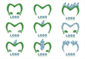uppsättning av brev m logotyp design, grön energi och innovation vektor