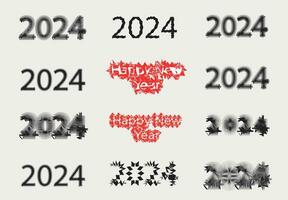 uppsättning av 2024 Lycklig ny år logotyp text design. 2024 siffra design mallar. 2024 logotyp mönster för firande och säsong dekoration, baner. modern mönster. vektor