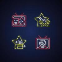 TV-Shows Genres Neonlicht Icons Set vektor