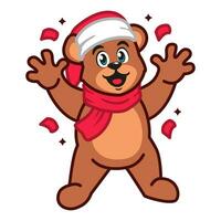 en teddy Björn bär en santa hatt och scarf vektor