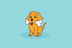 Vektor süß Mops Hund beißen Knochen Karikatur Vektor Symbol Illustration