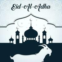 eid al-adha kalligrafi text med get illustration, eid al-adha firande bakgrund. vektor illustration