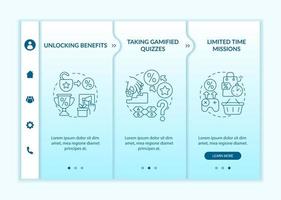 Beispiele für gamifizierte Treuesysteme für Onboarding-Vektorvorlagen vektor