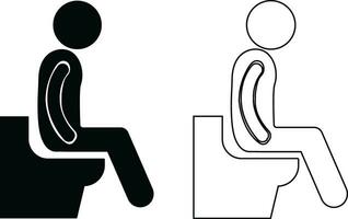 man på toalett ikon i platt, linje uppsättning isolerat på toalett piktogram offentlig toalett tecken, manlig hygien tvättrum symboler, svart toalett ui vektor mobil appar och hemsida ikon tallrik