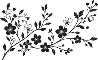 minimal blomning blommig gren silhuett vektor illustration, vit bakgrund